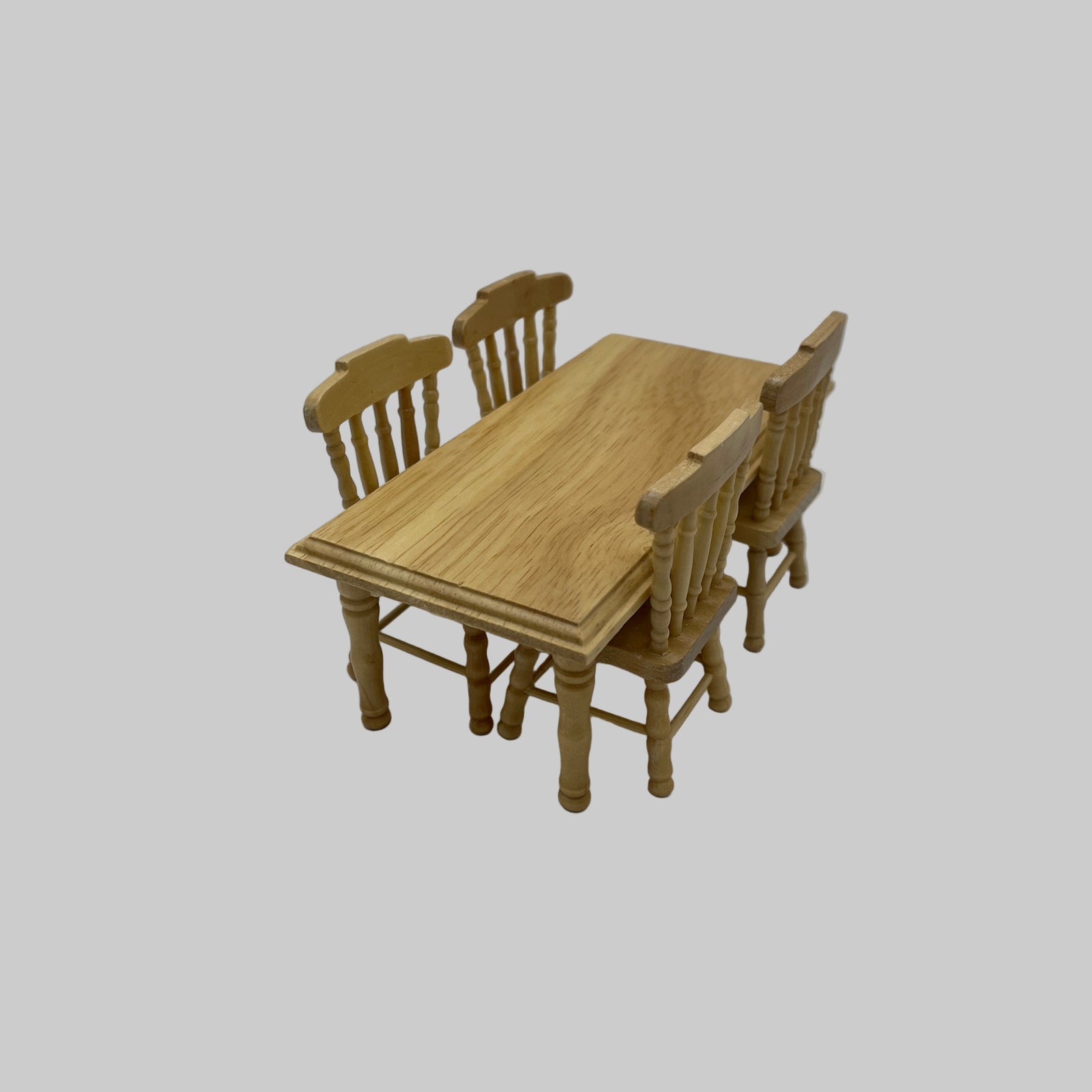 Dolls house pine dining table and chairs