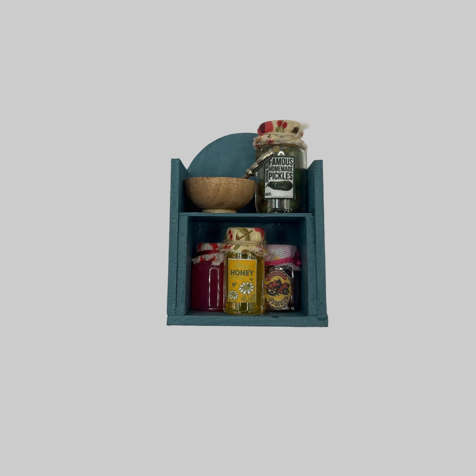 Dolls house preserves shelf