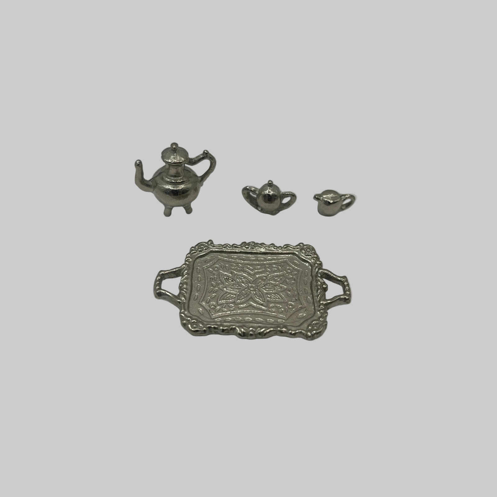 Dolls house silver tea set 2