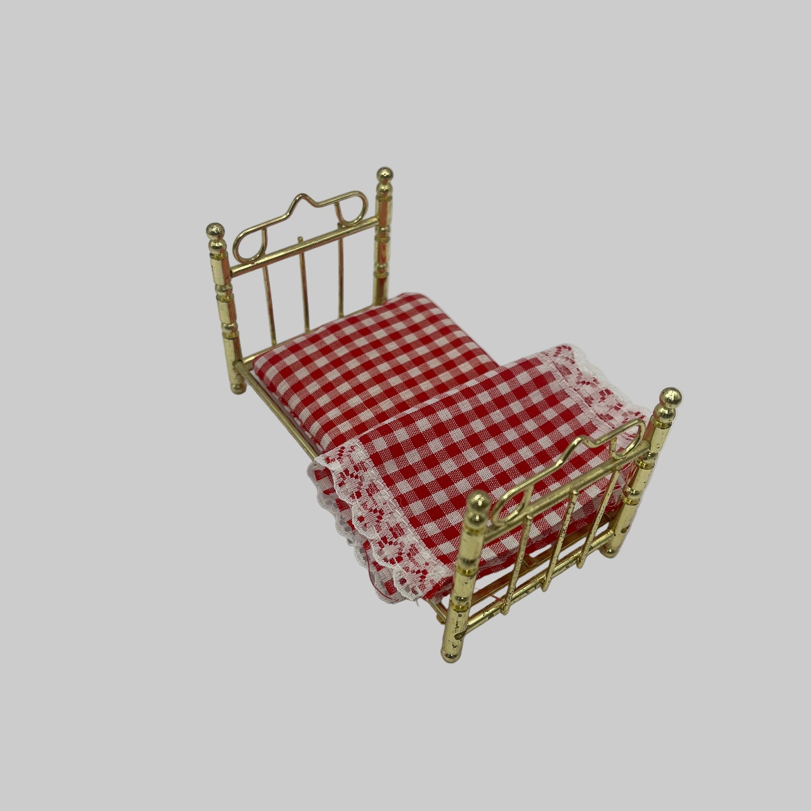 Dolls house brass childs' bed