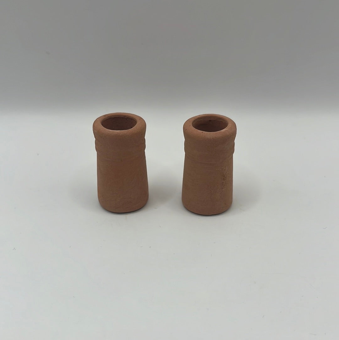 DIY660 - Pair of small terracotta chimney pots, 32mm high