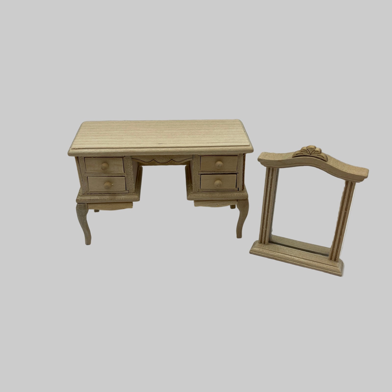 BEF219 - Bare wood French style dressing table with mirror