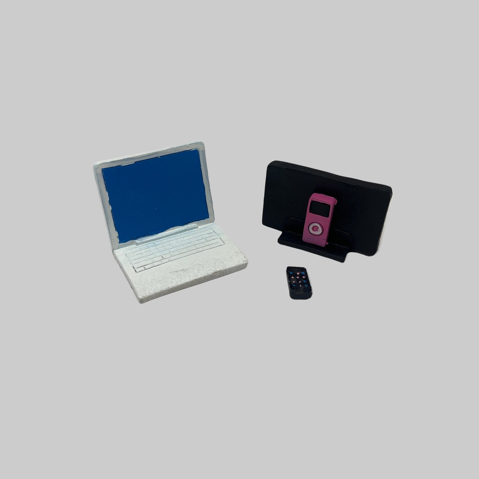 Laptop, MP3 player and mobile phone