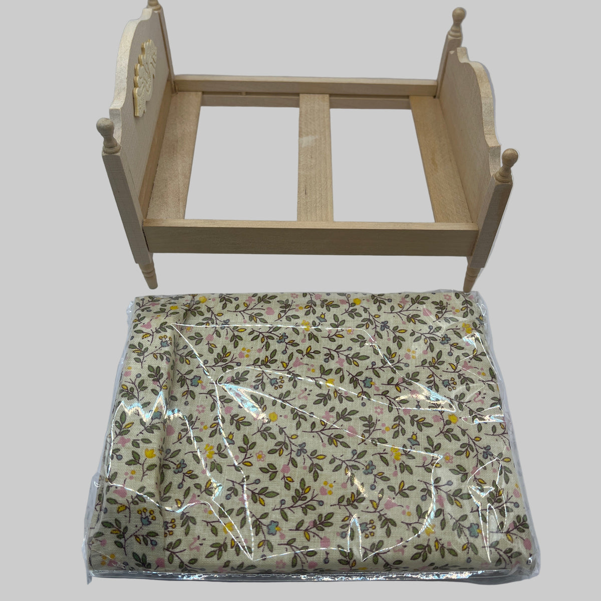 Bare wood double bed