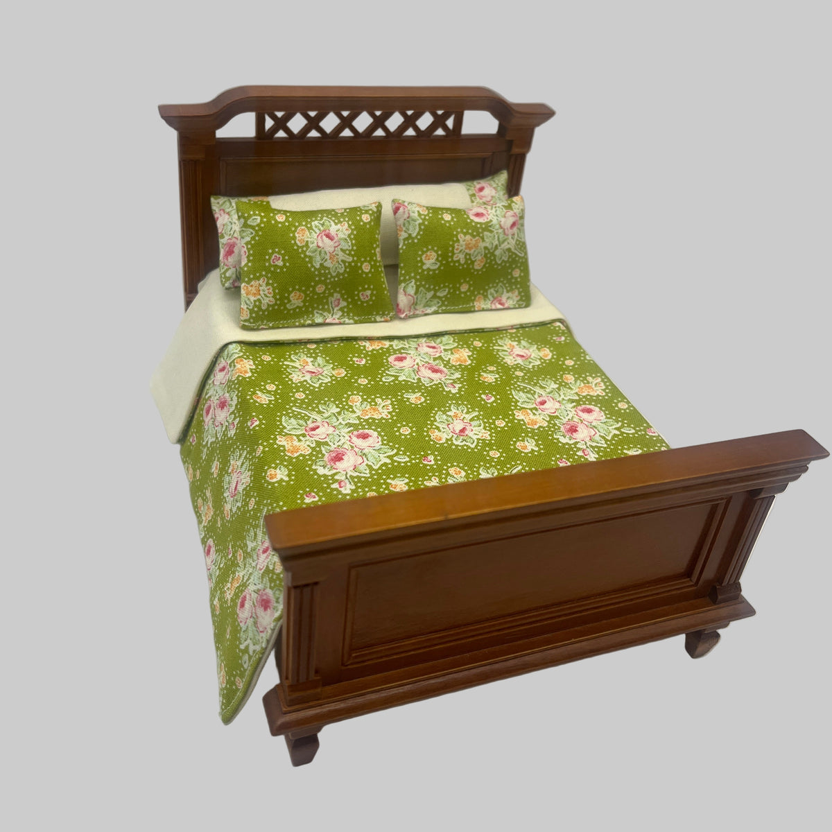 Green floral double bedding set