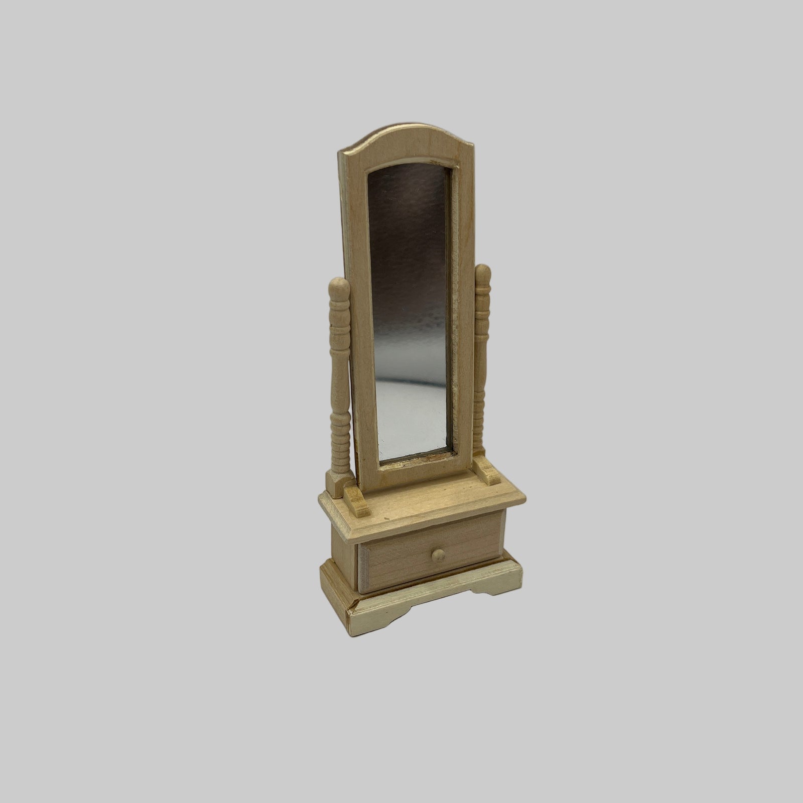 AB034 - Bare wood full length mirror with drawer