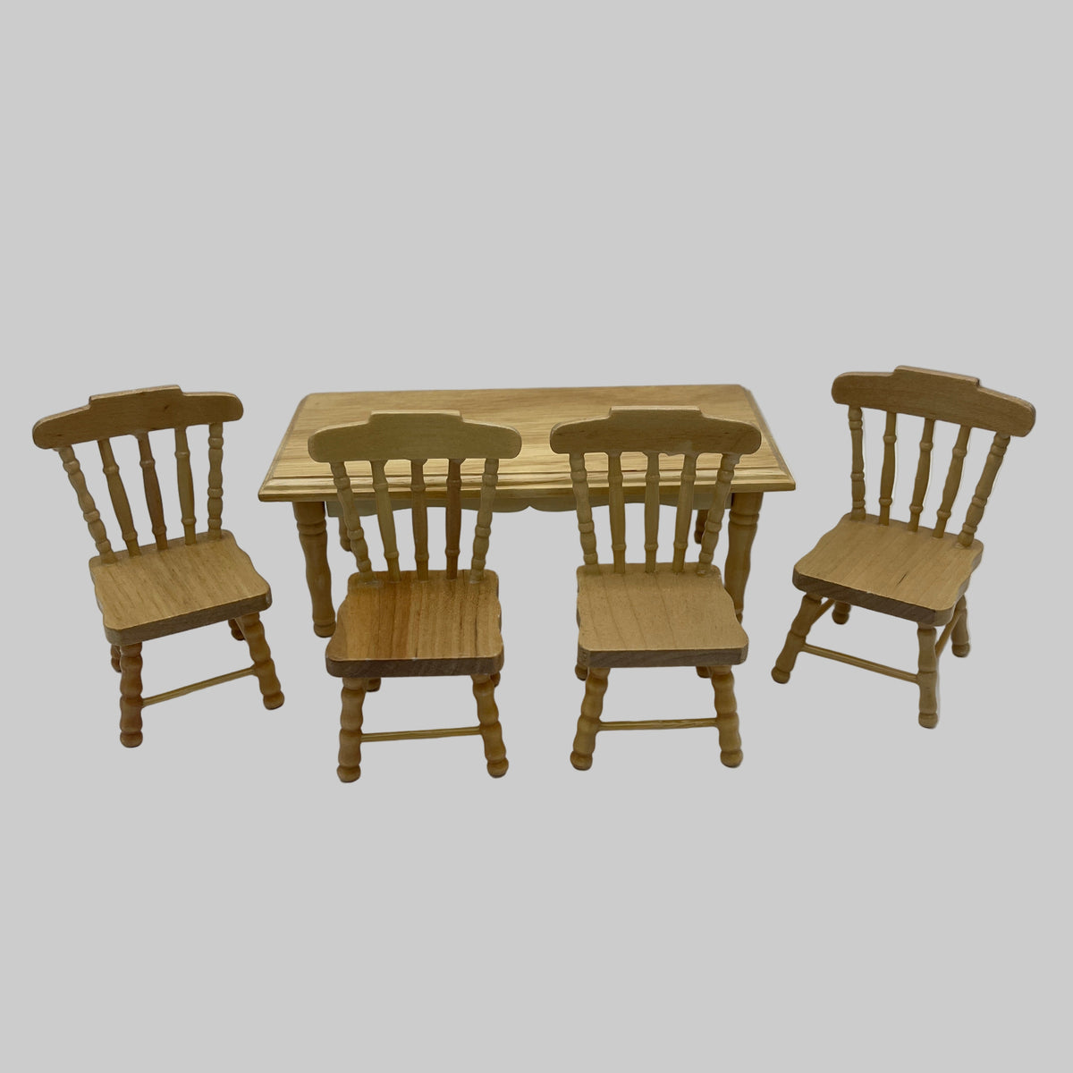 Dolls house pine dining table and chairs