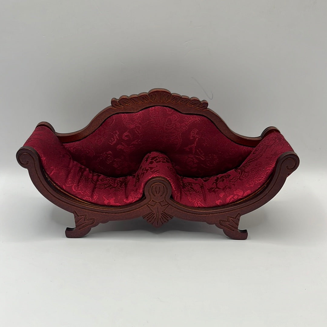 DF76152 - Luxury red satin carved sofa