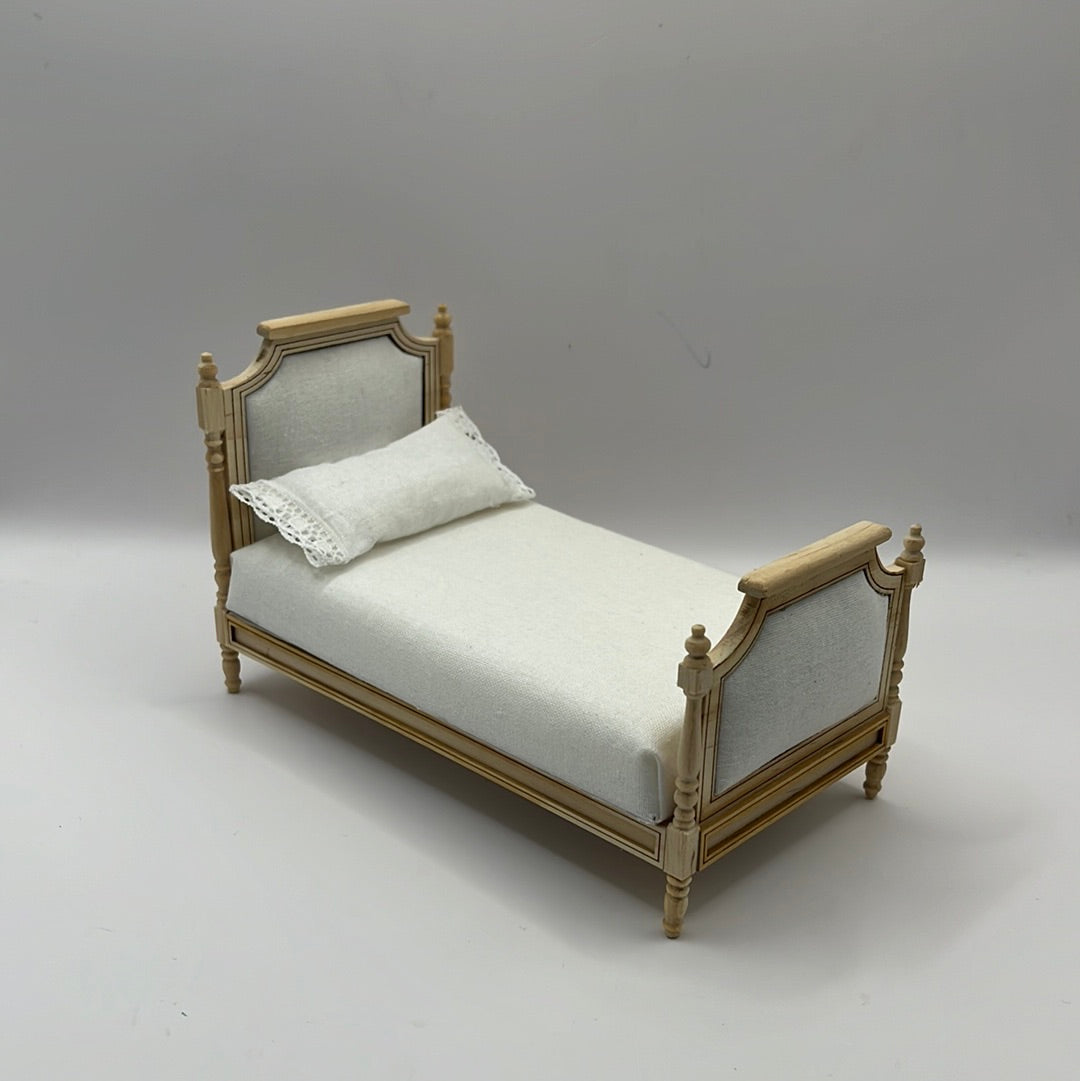 BEF215 - Upholstered bare wood single French style bed