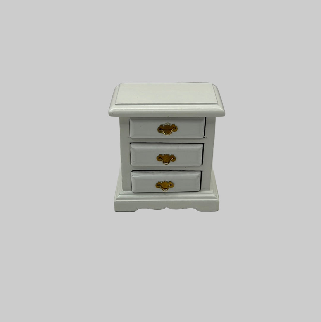 Dolls house white bedside cabinet