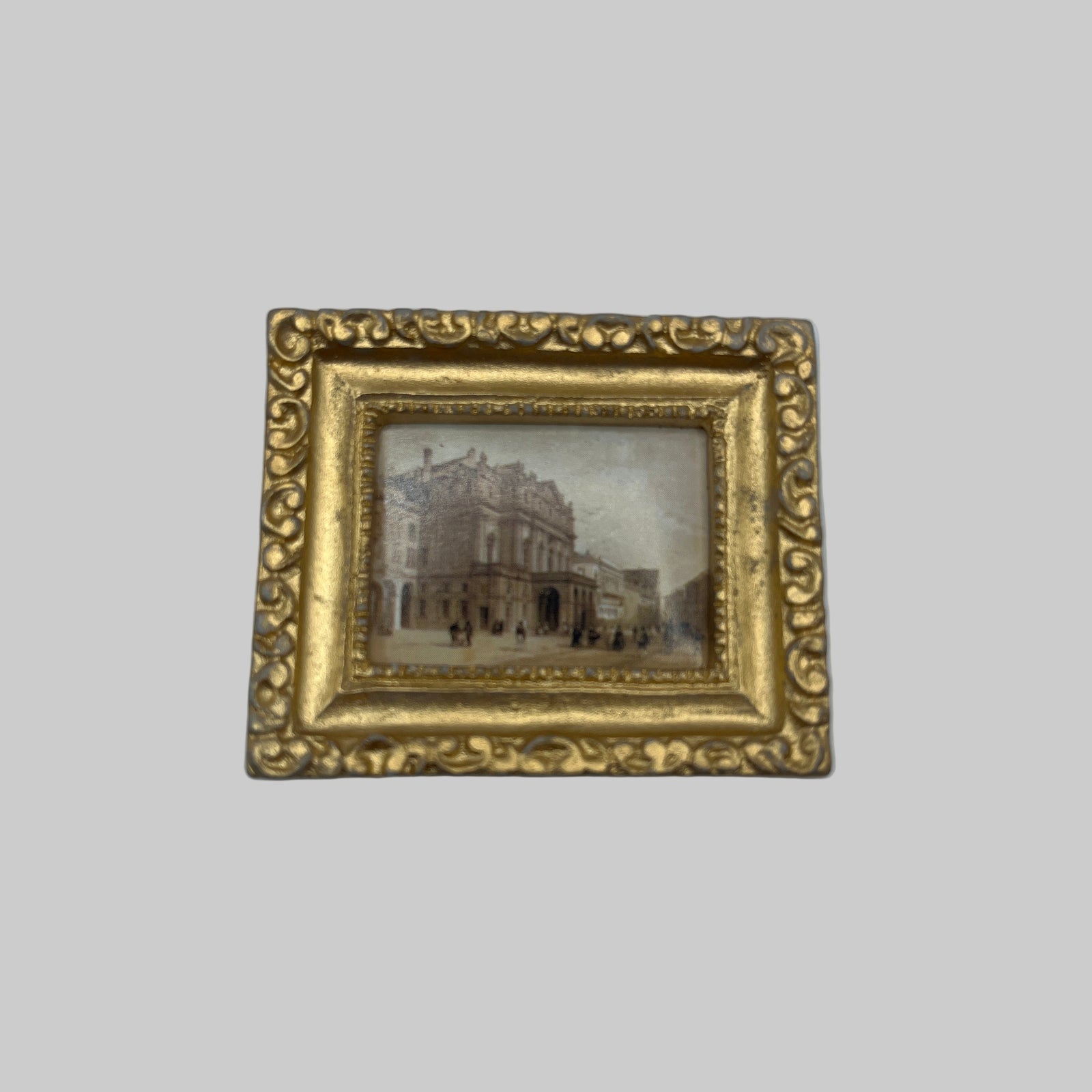 Dolls house painting of a street scene