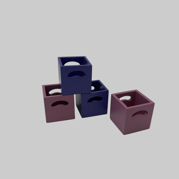 Set of 4 Coloured Storage Cube Boxes - 1:12 Scale Dolls House Lounge ...