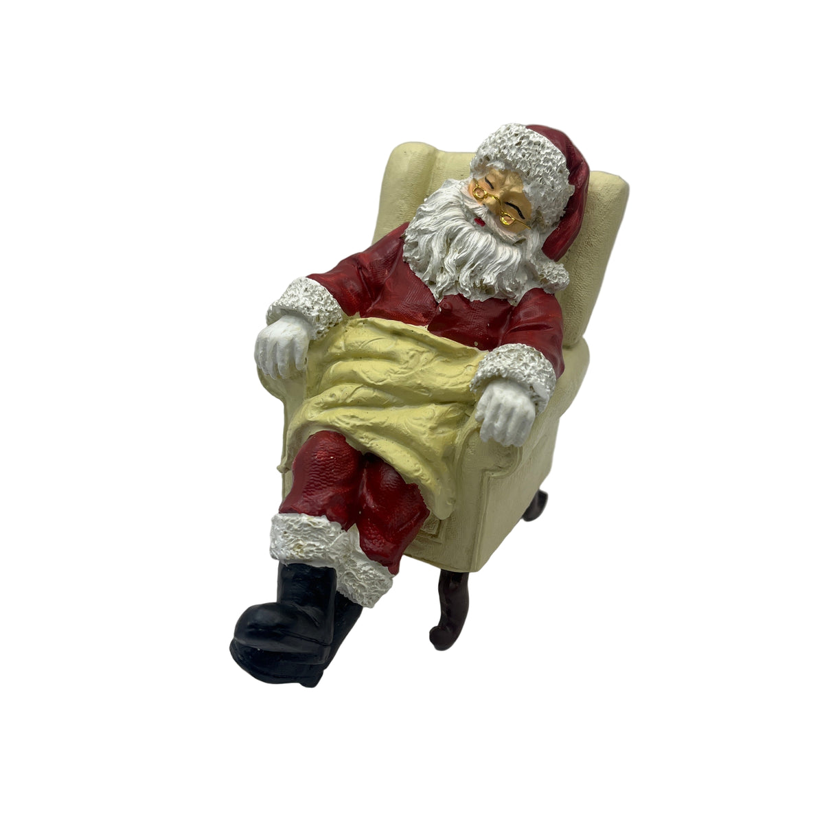 Resin sleeping Santa in armchair