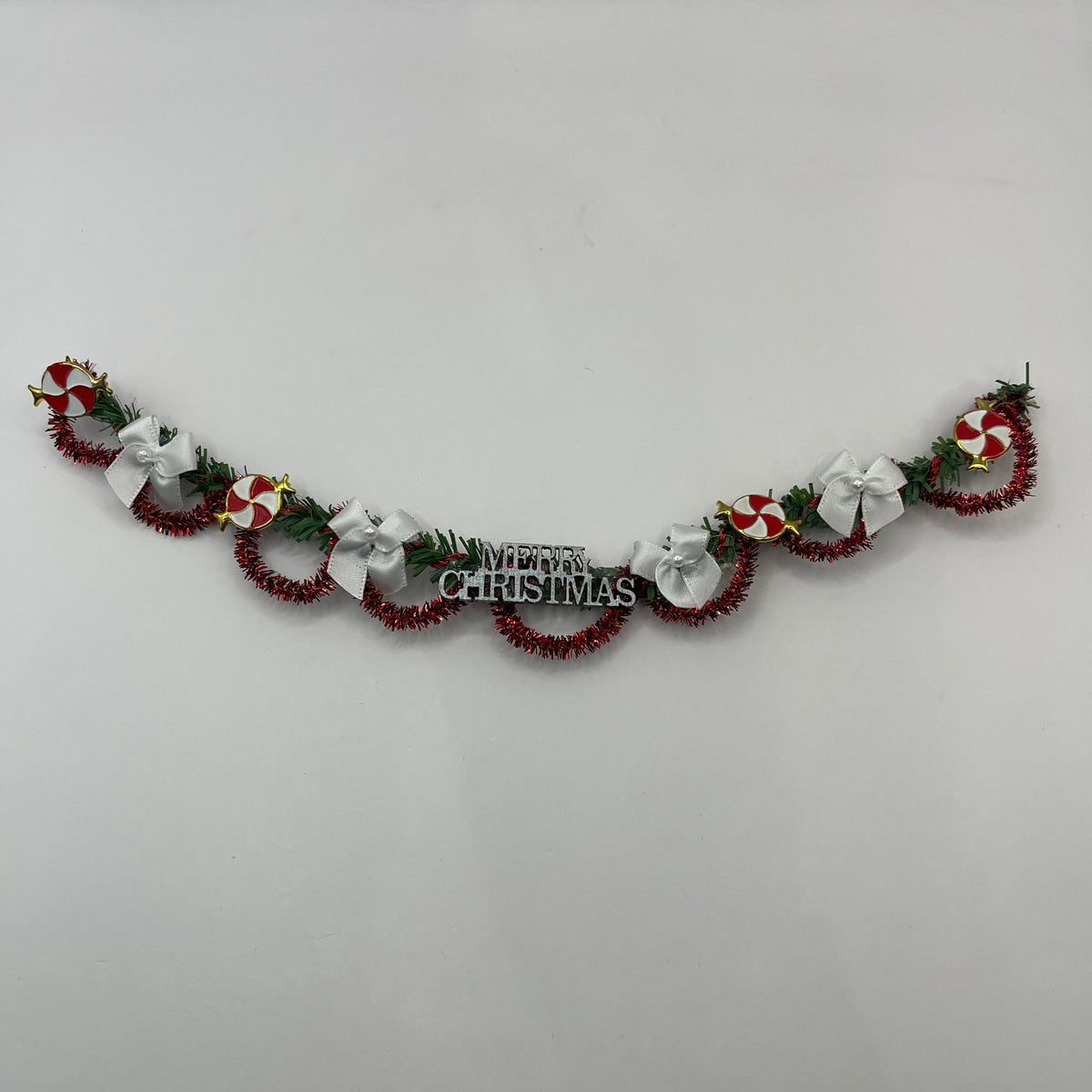 White bows Christmas garland, 26cm