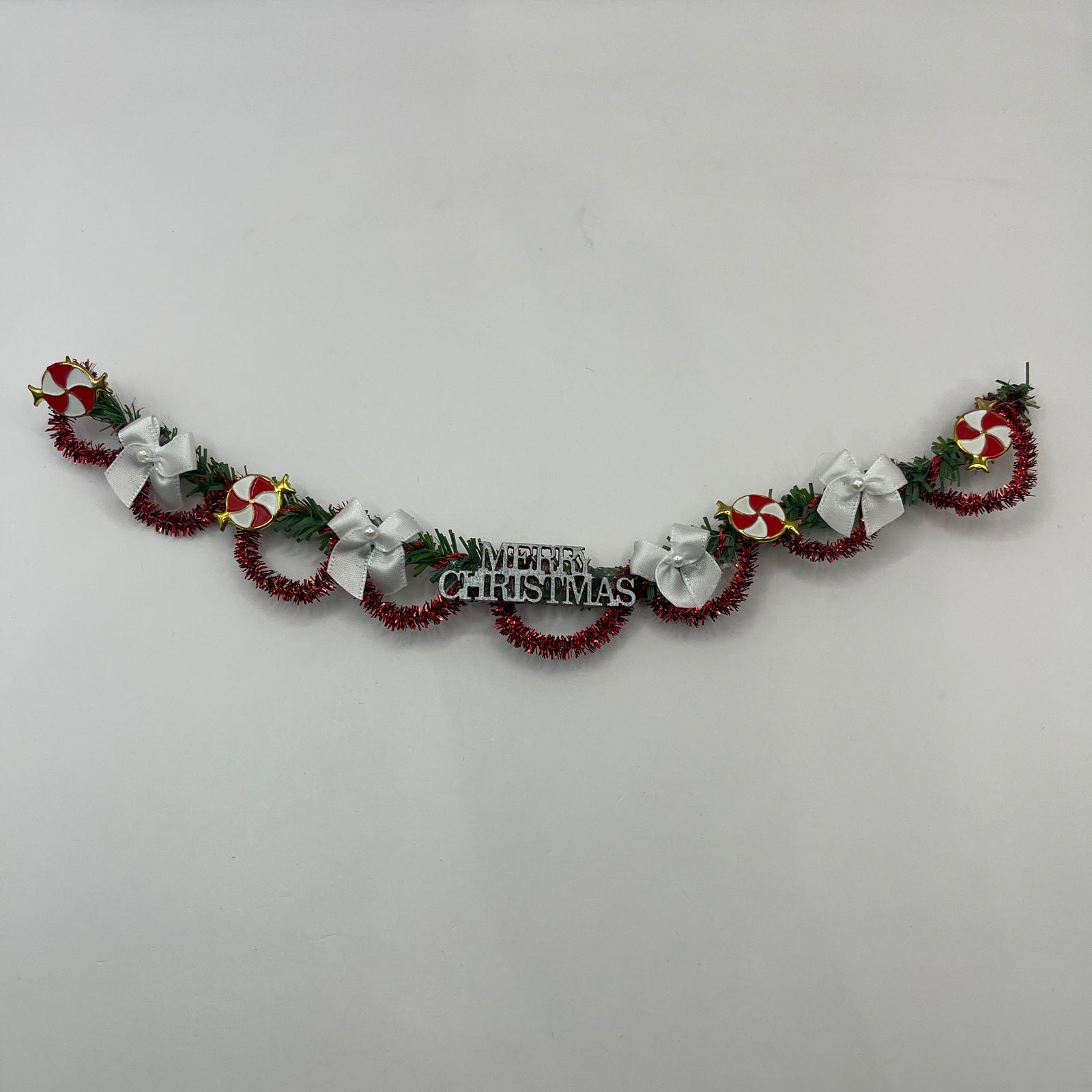 White bows Christmas garland, 26cm