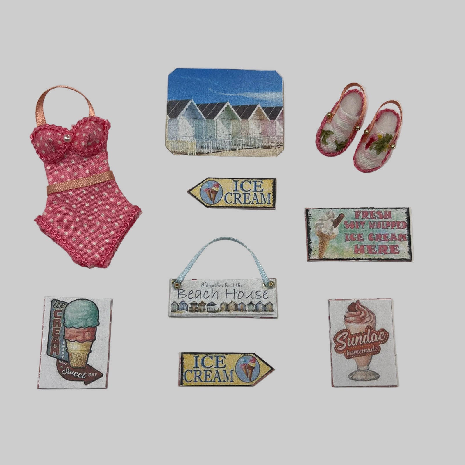 Dolls house beach hut accessories