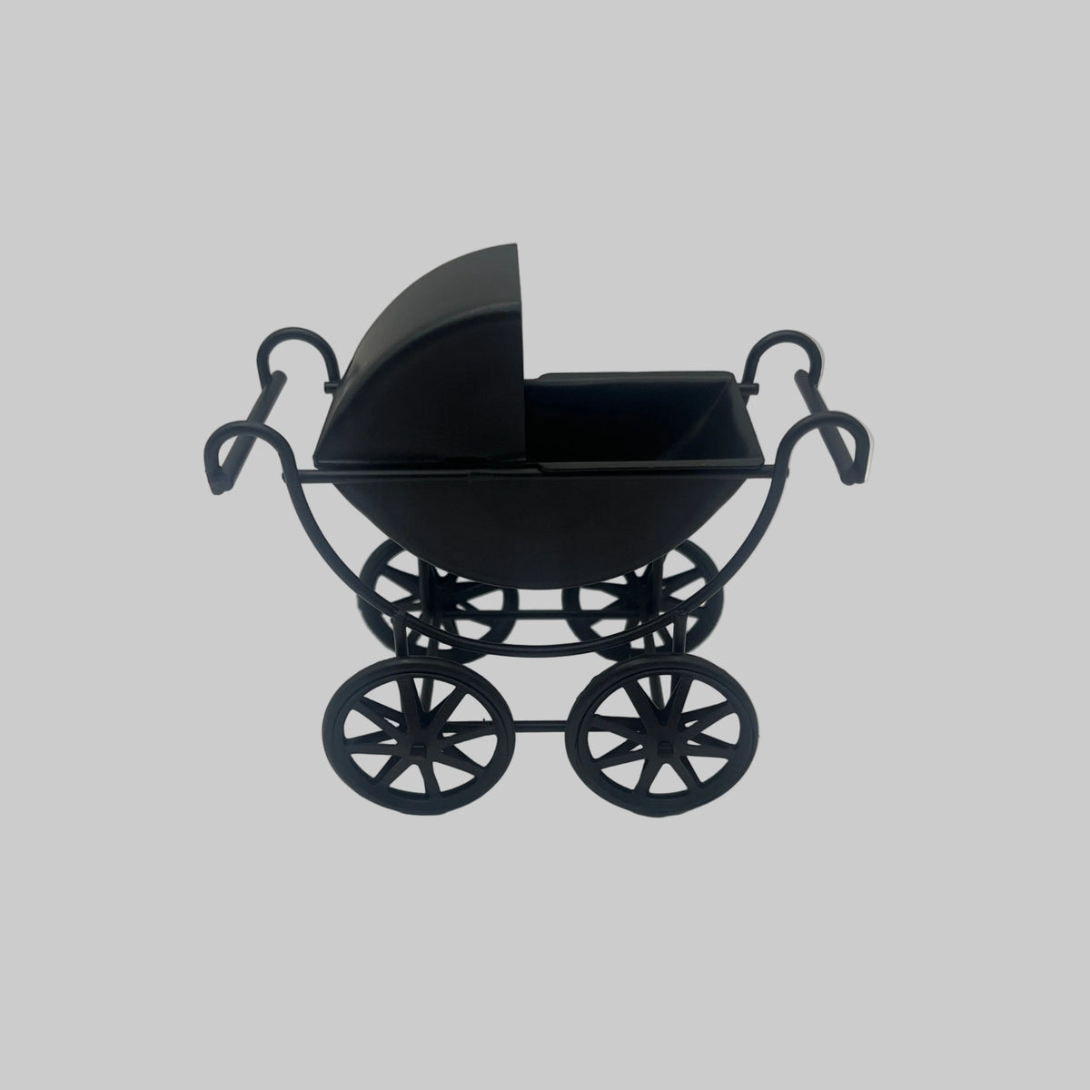 Dolls house black metal pram