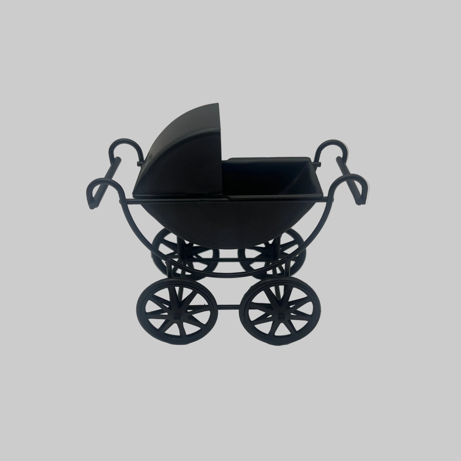 Dolls house black metal pram
