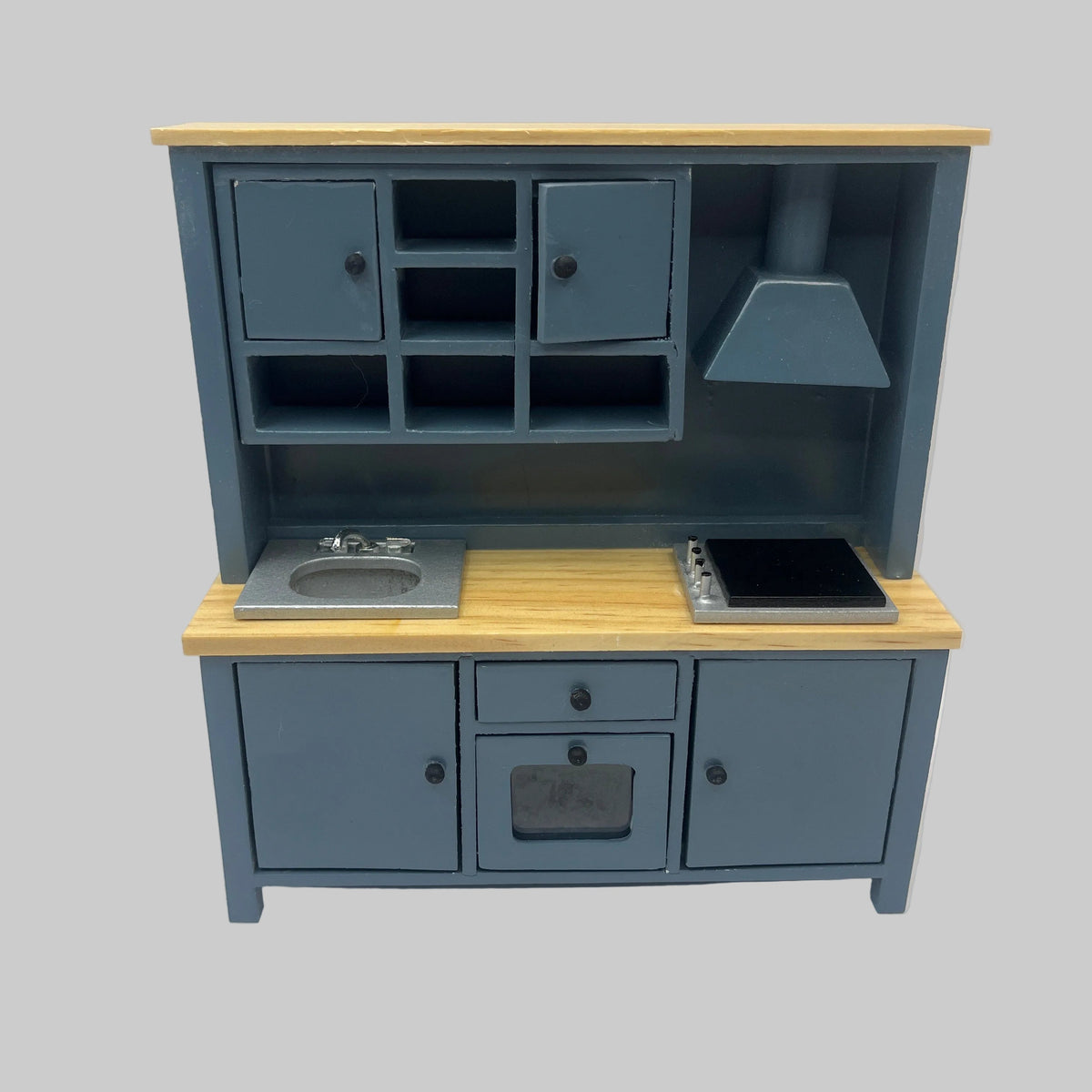 Dolls house blue all in one kitchen