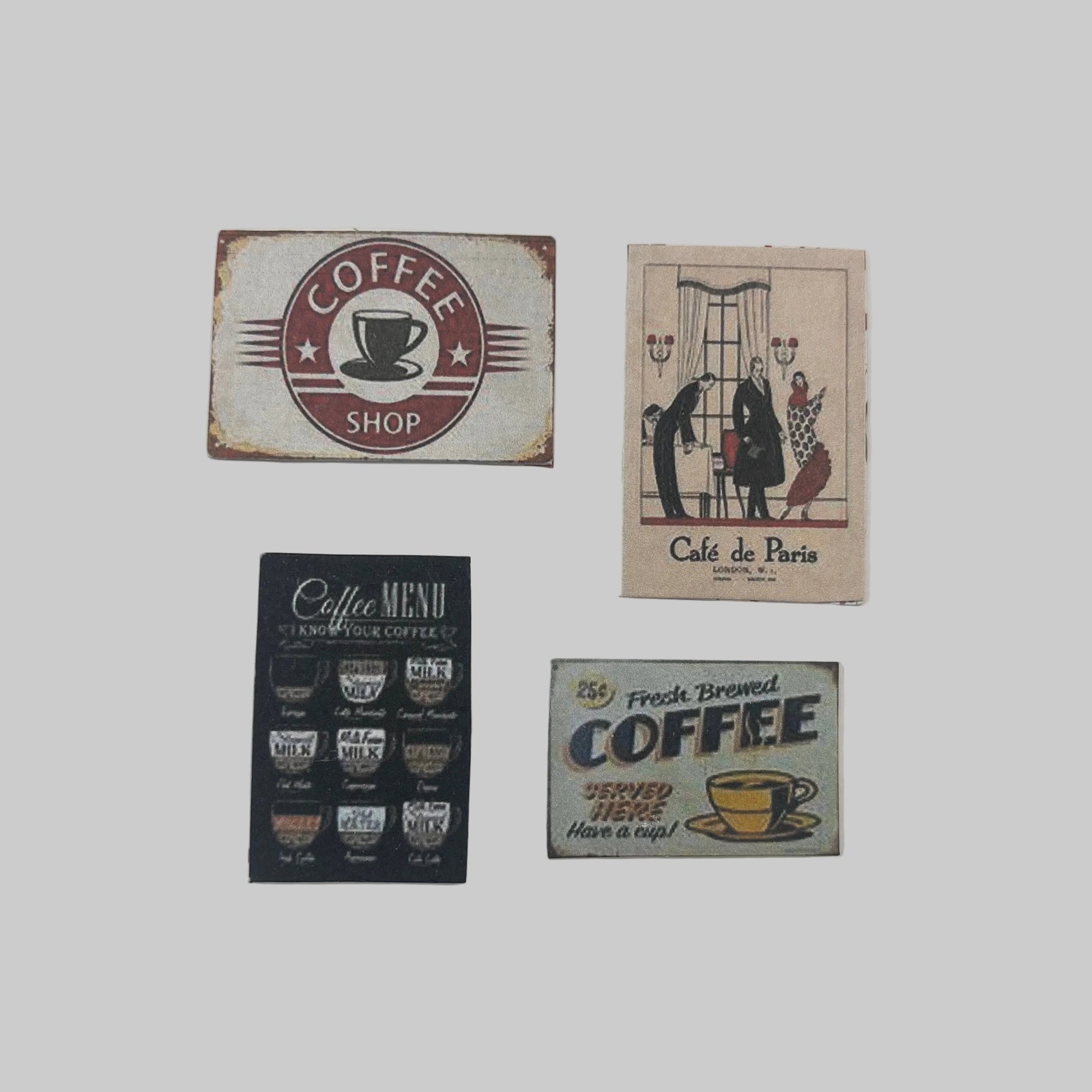 Dolls house cafe signs