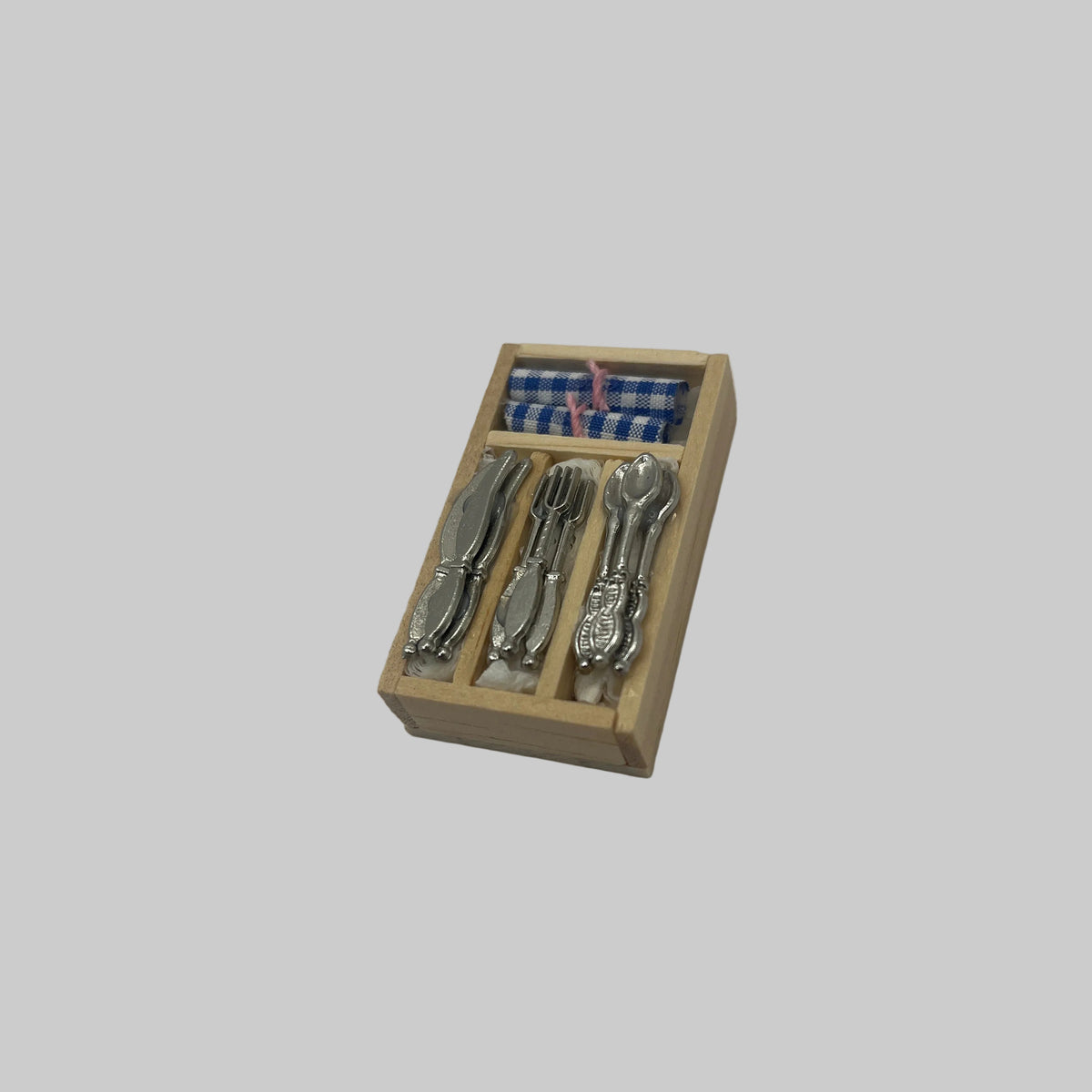 Dolls house Wooden tray of cutlery