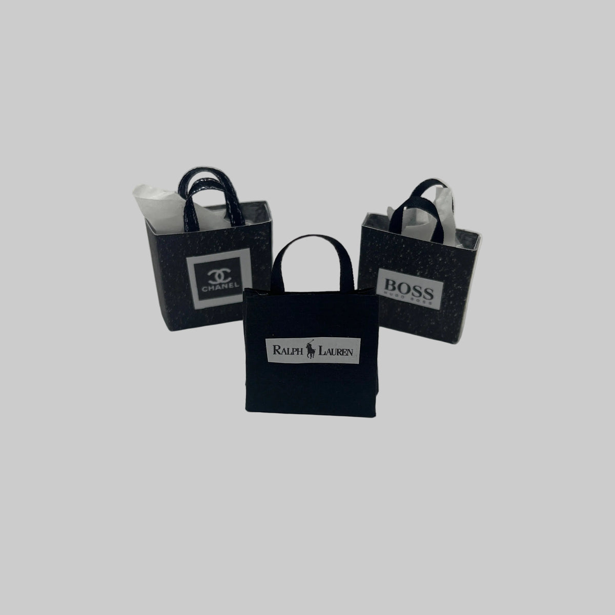 Dolls house designer shopping bags