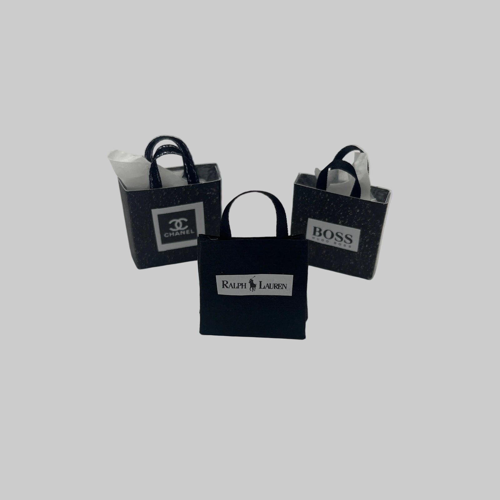 Dolls house designer shopping bags