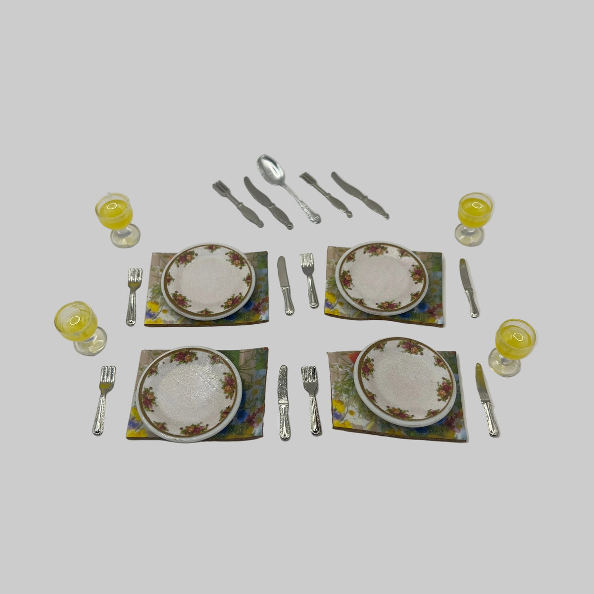 Dolls house dining table setting
