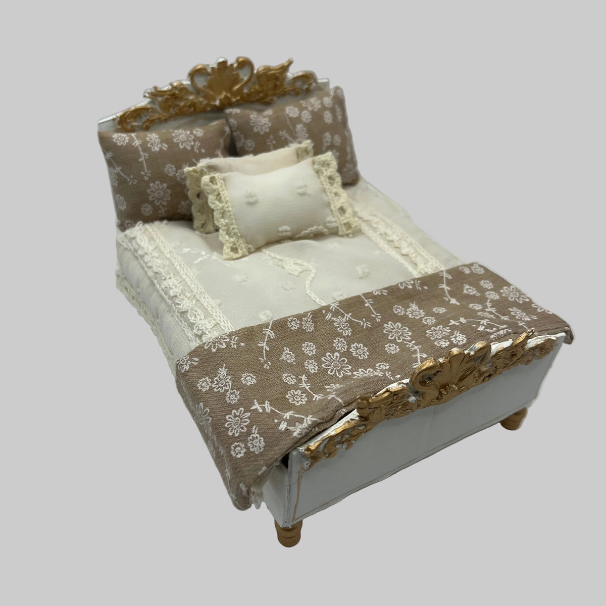 Dolls house dressed double bed