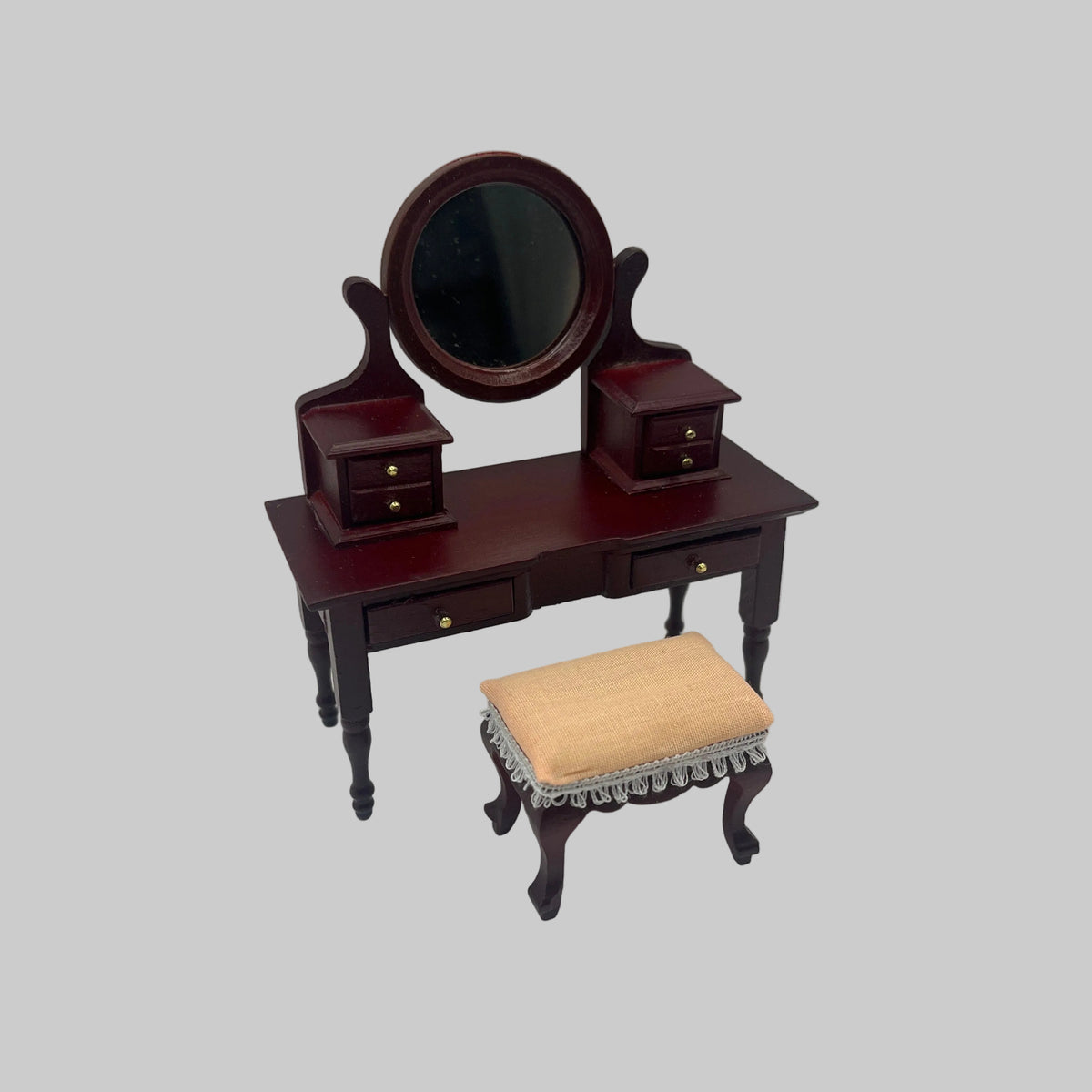 Dolls house dressing table and stool