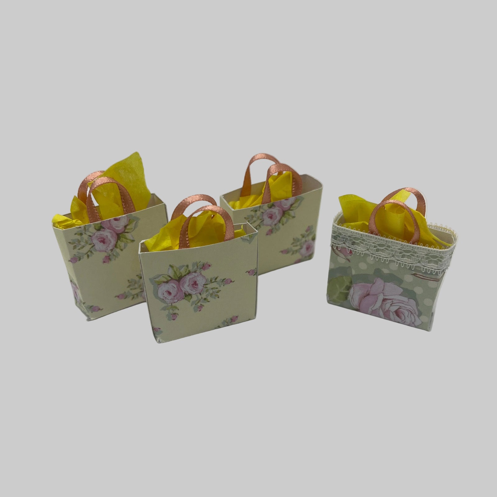 Dolls house floral shopping bags
