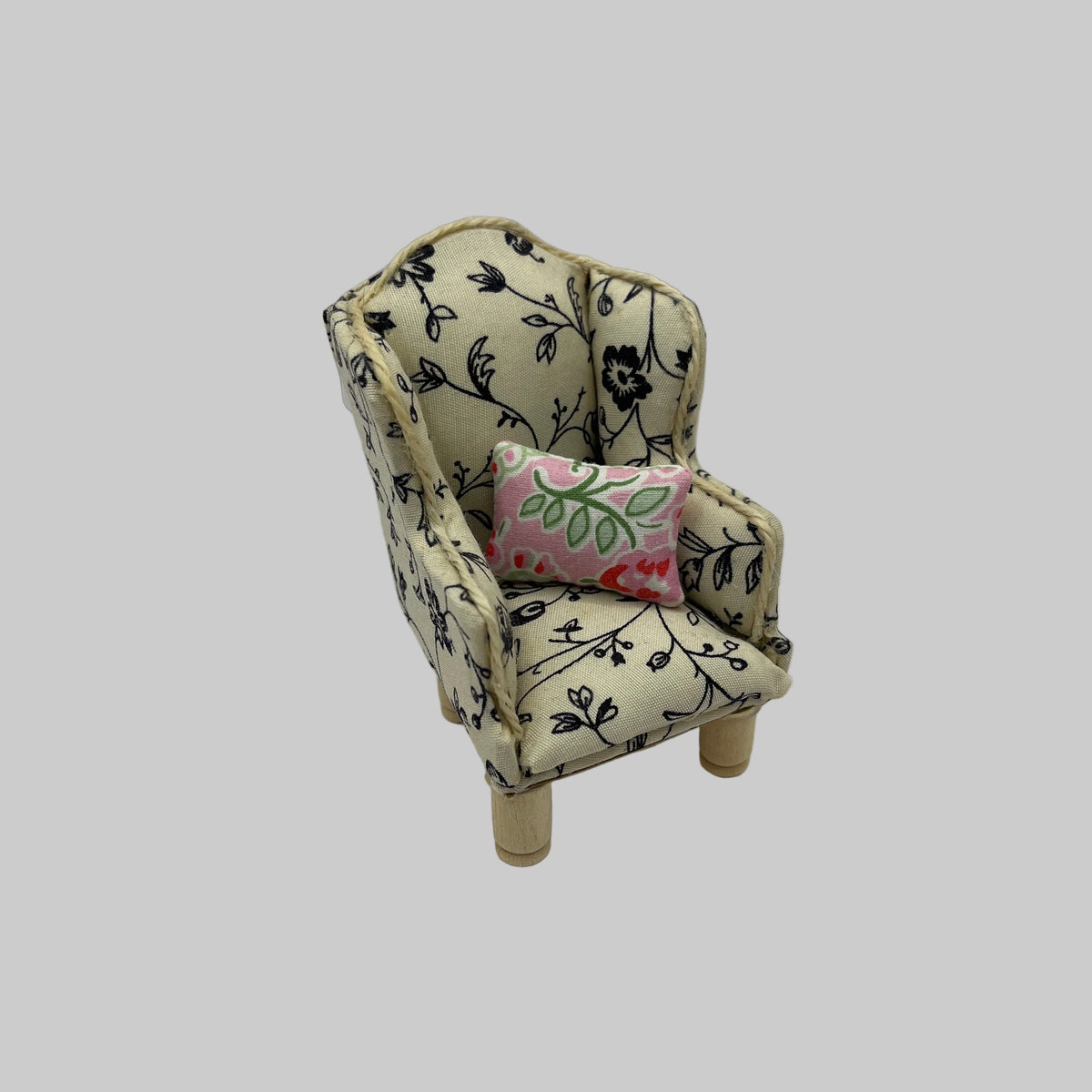 Dolls house handmade cream armchair