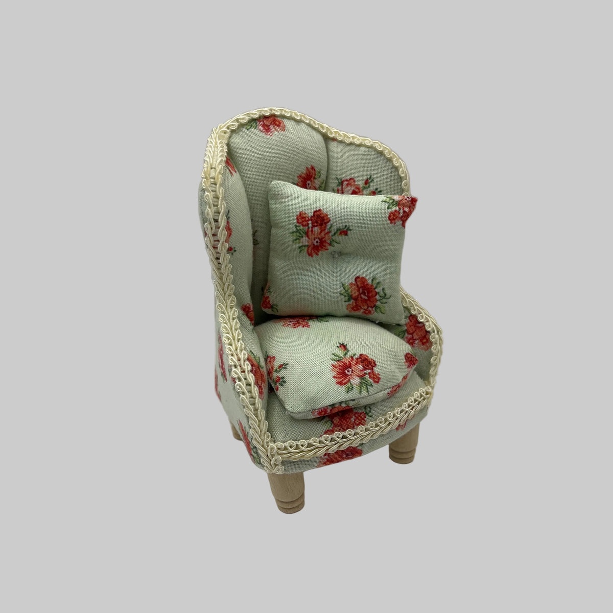 Dolls house handmade floral armchair