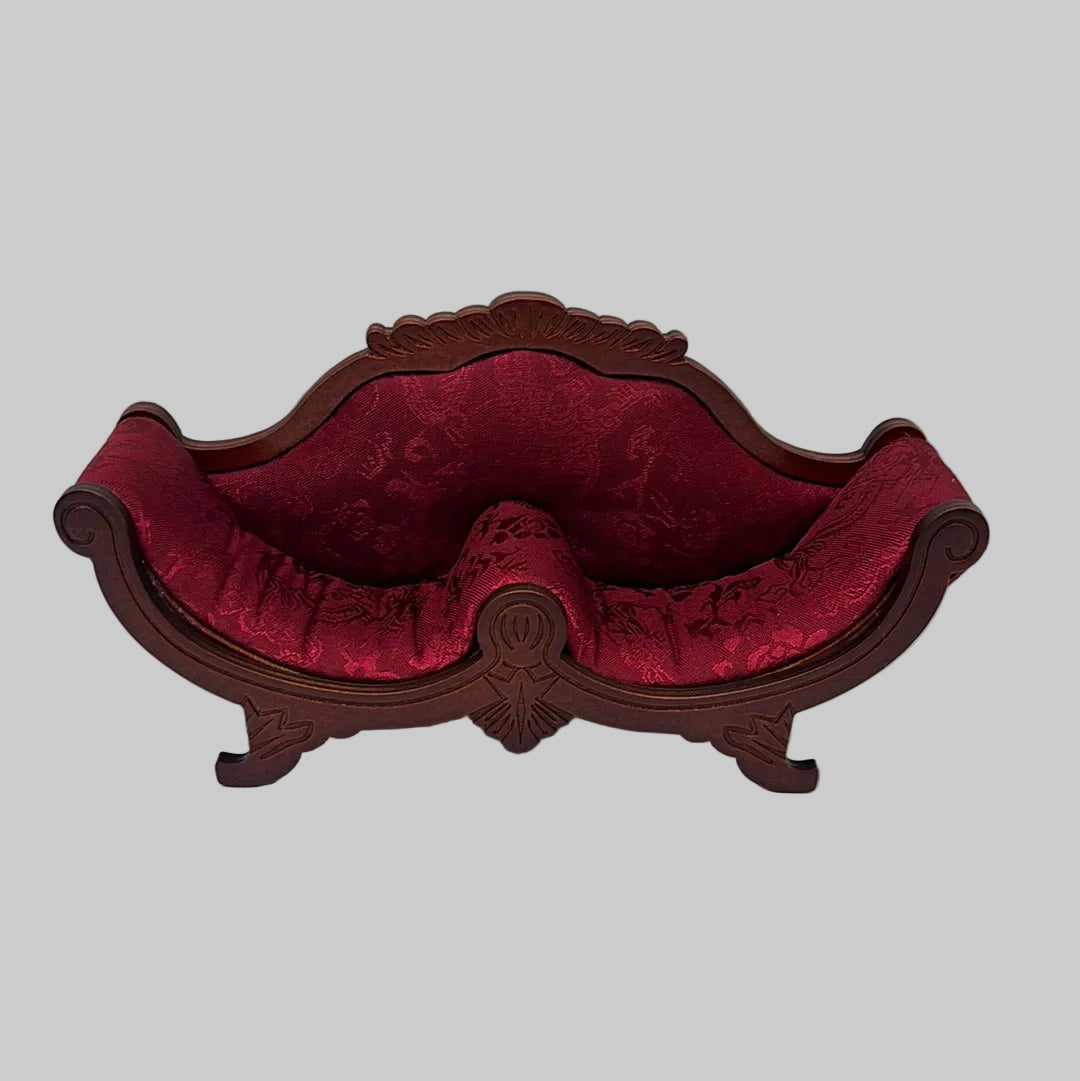 Dolls house Luxury red satin carved sofa