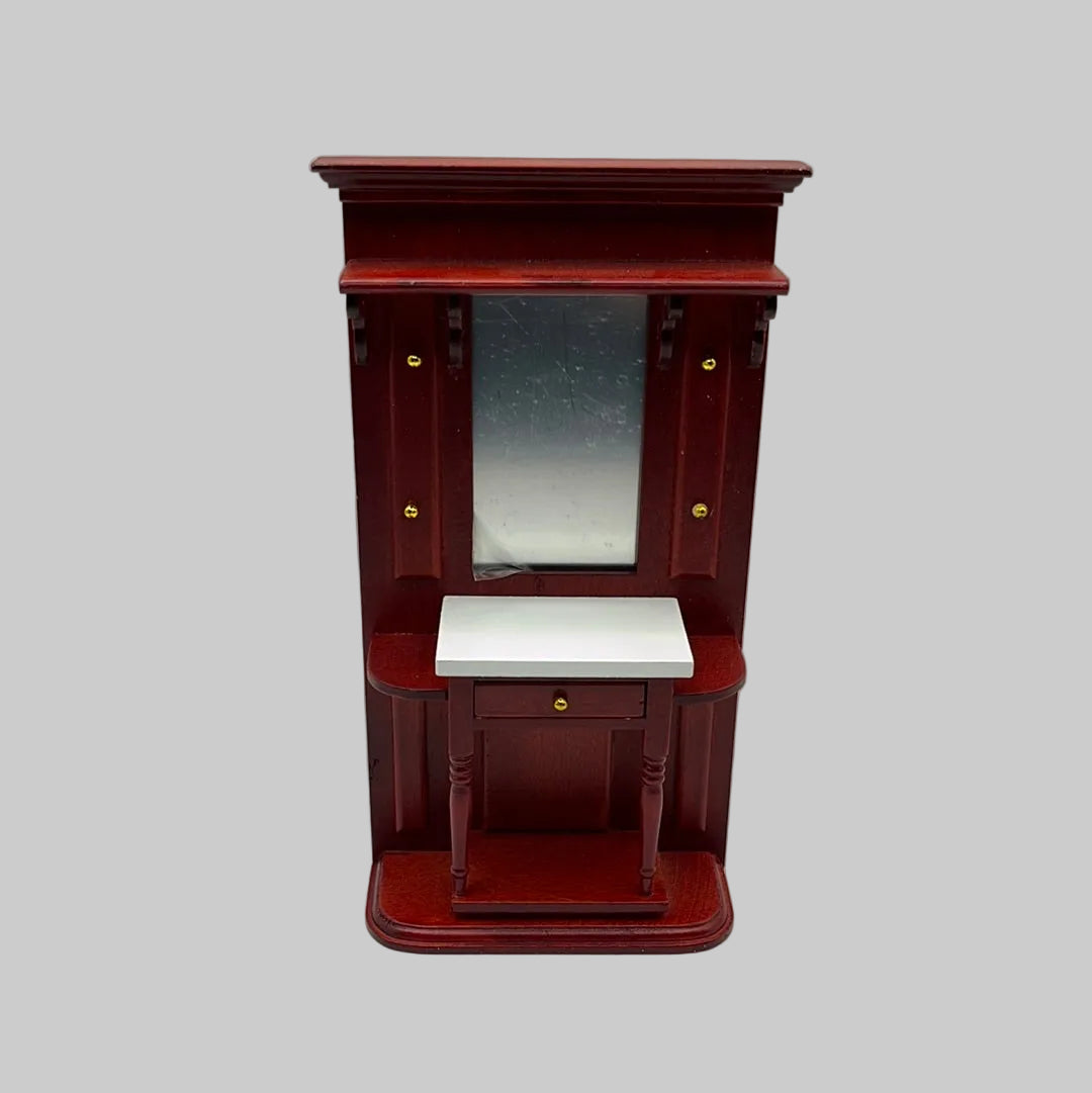 Dolls house Mahogany hall stand with mirror