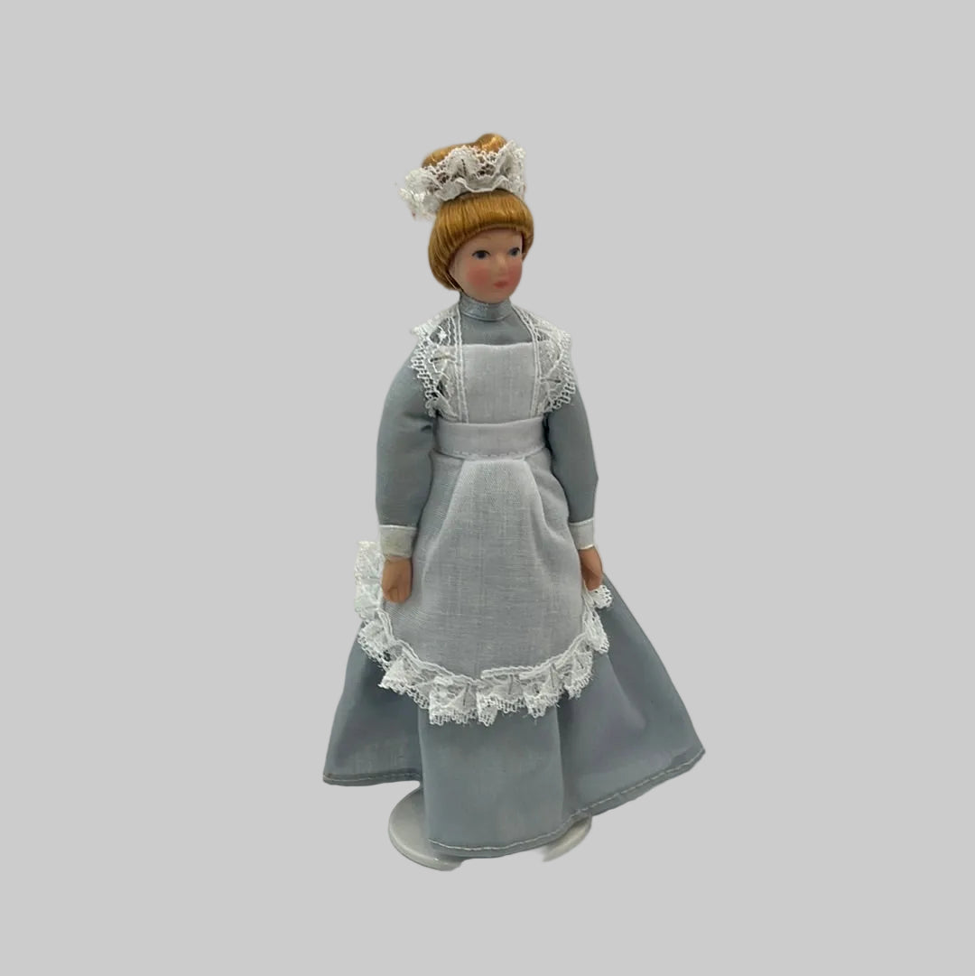 Dolls house Maid in grey dress