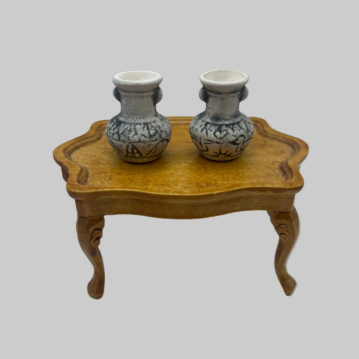 Dolls house pair of stone vases