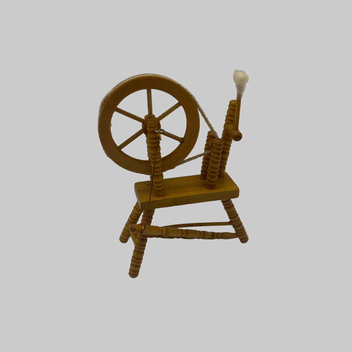 Dolls house pine spinning wheel