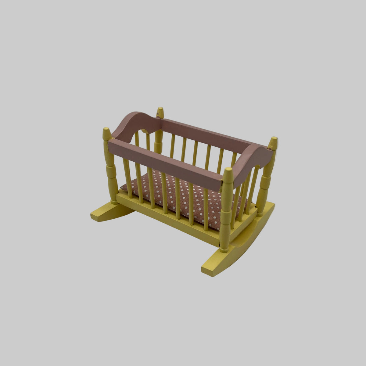 Dolls house Pink and cream rocking crib