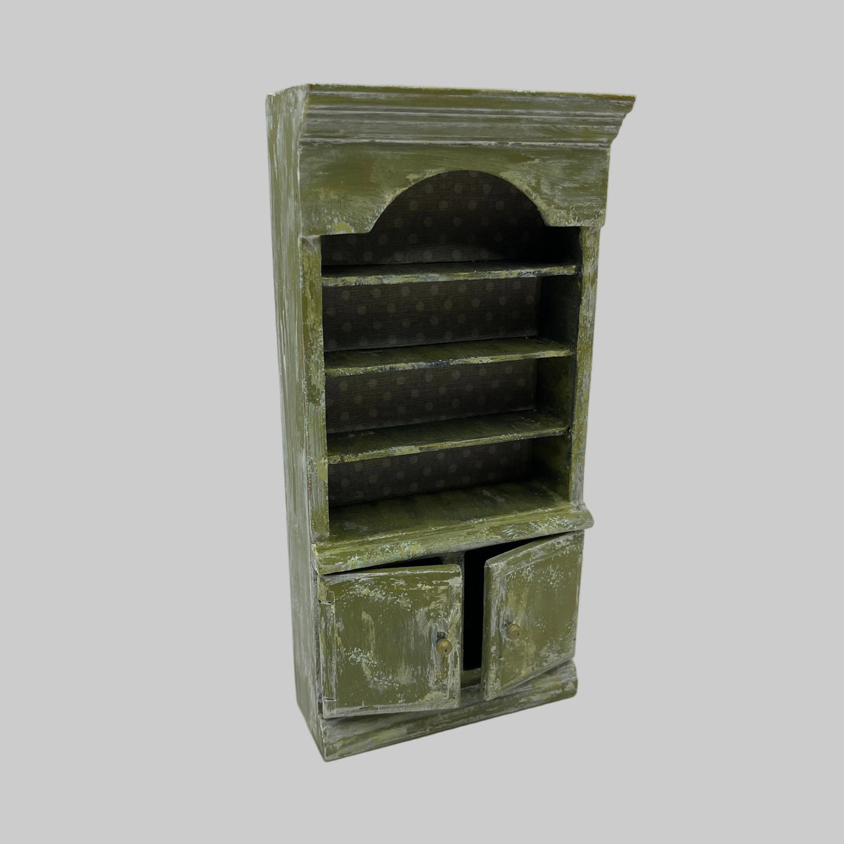 Dolls house shabby chic green bookcase