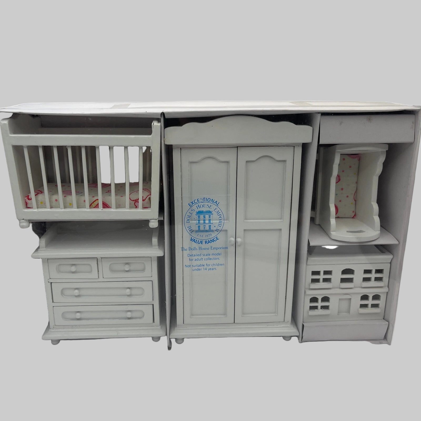 Dolls house white nursery 5 piece set