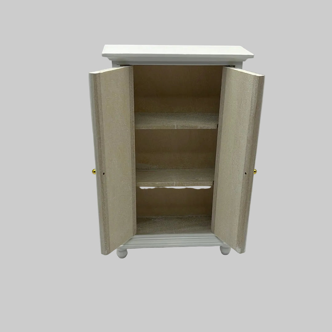 Dolls house white double wardrobe with open doors