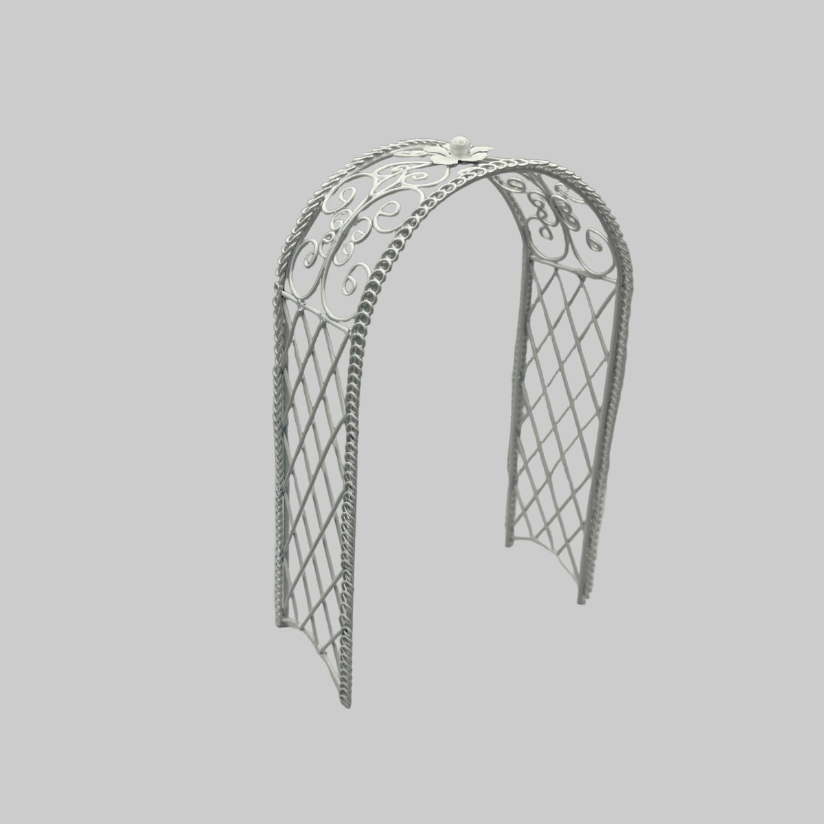 Dolls house White metal garden trellis arch