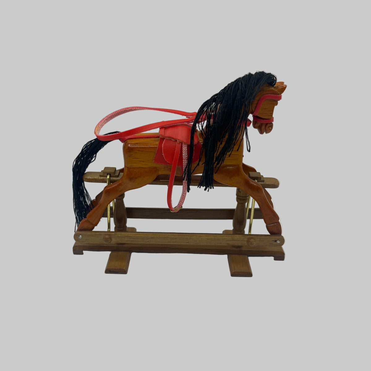 Dolls house wooden rocking horse on runners