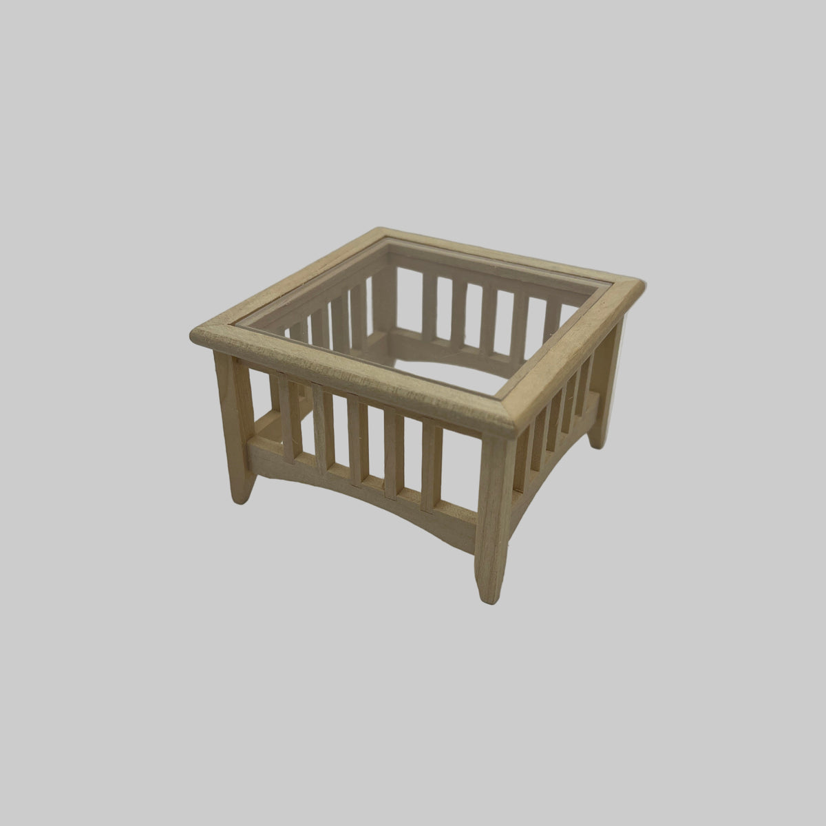 BEF229 - Bare wood glass topped table