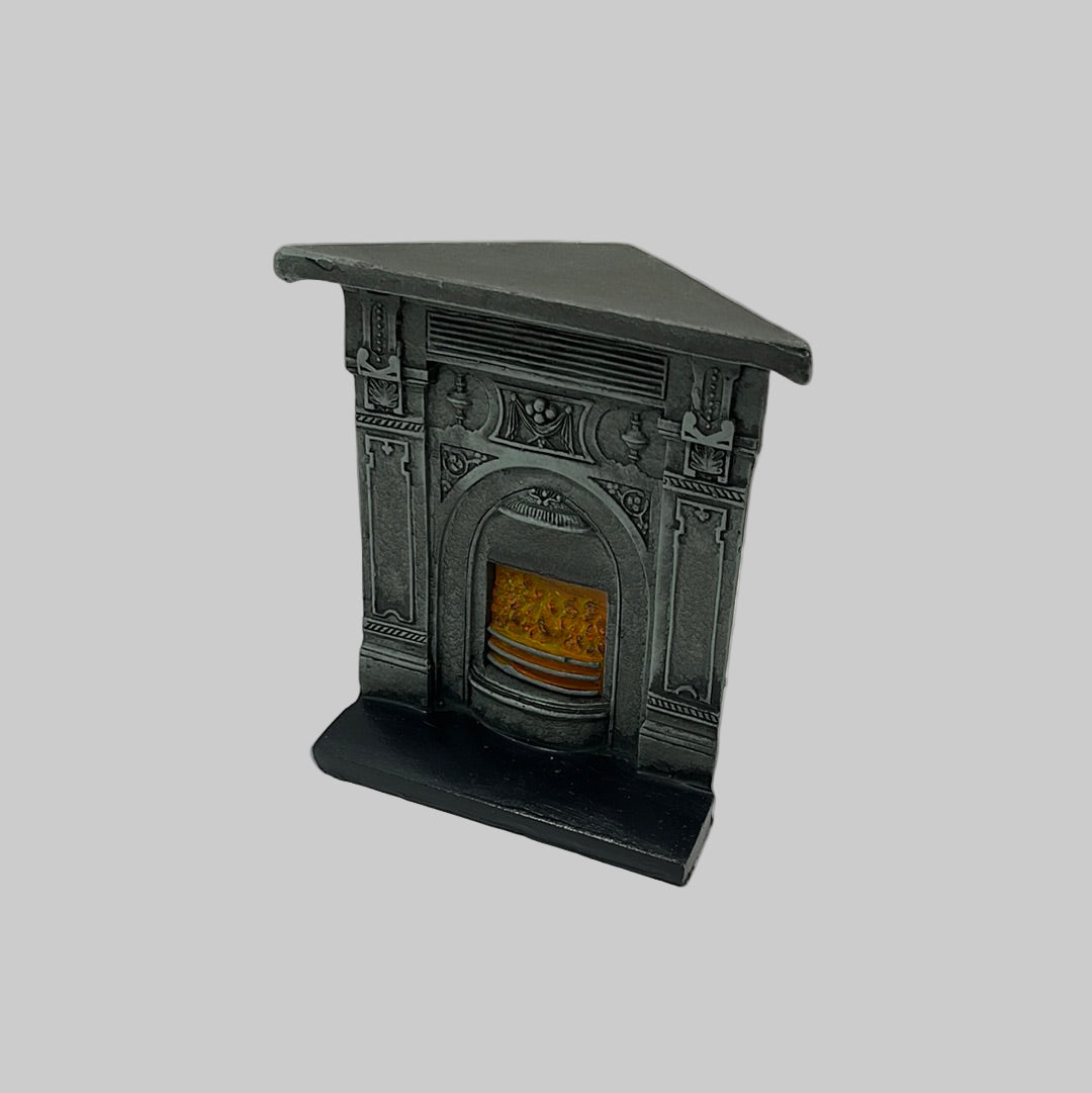 Black corner fireplace