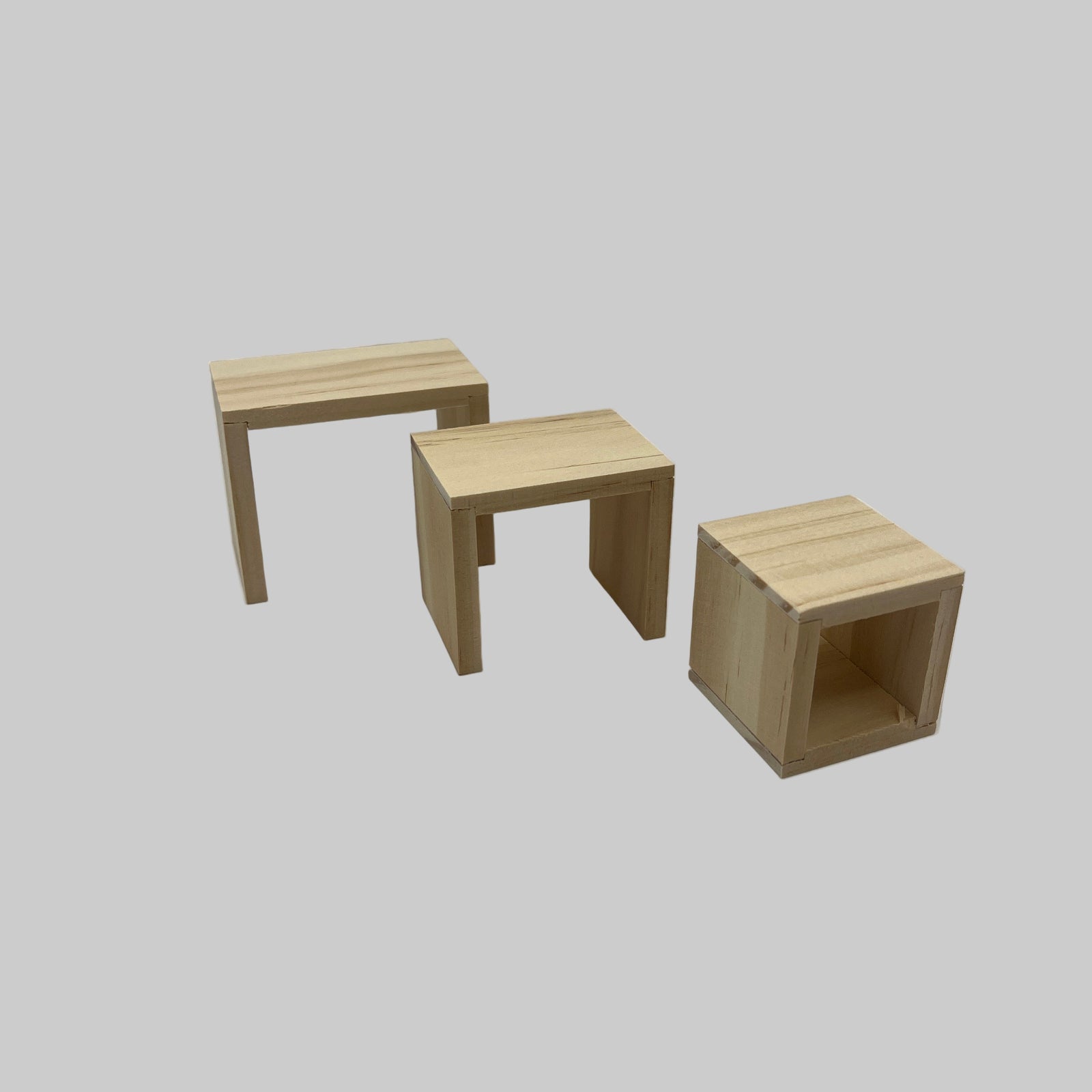 BEF182 - Bare wood modern nest of tables