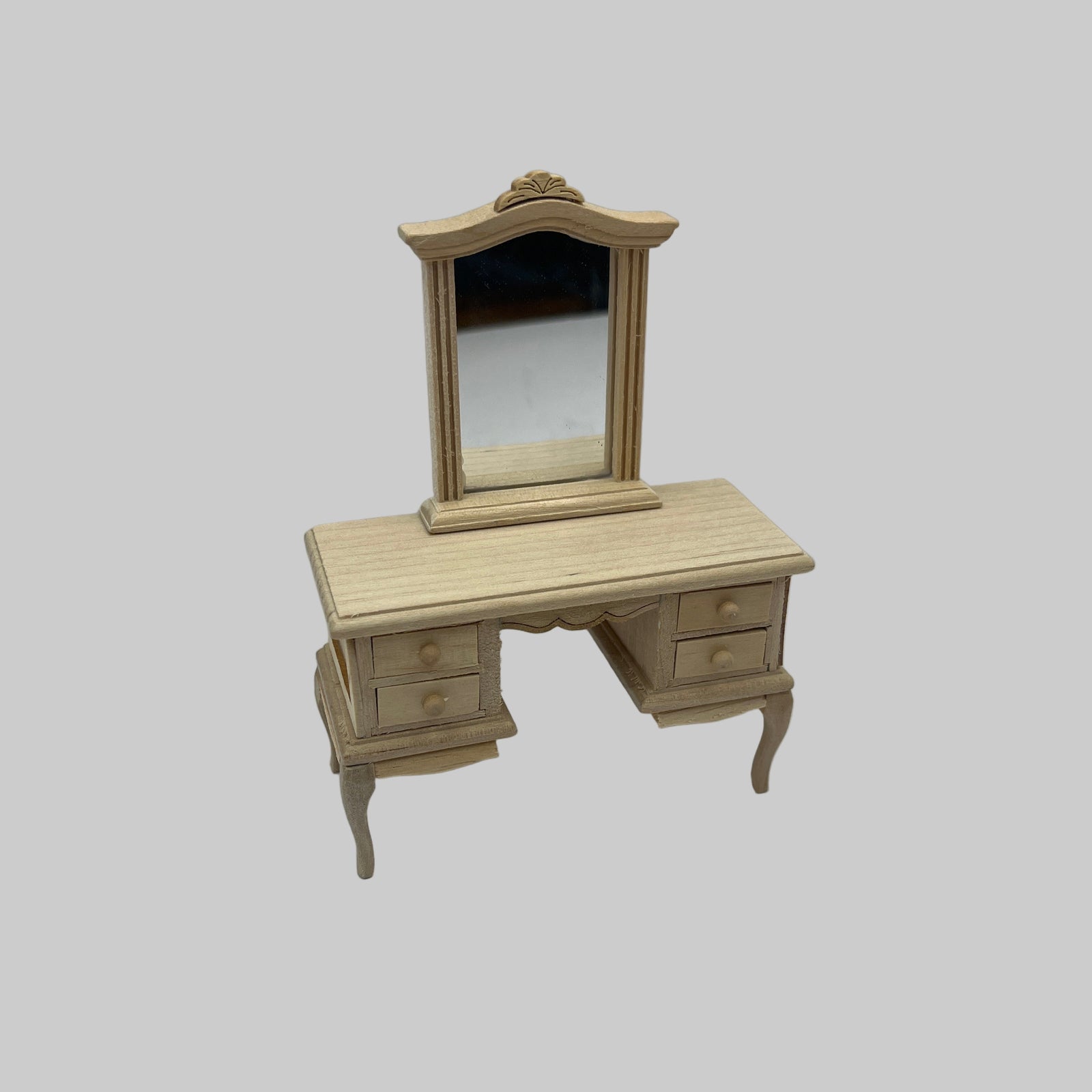 BEF219 - Bare wood French style dressing table with mirror