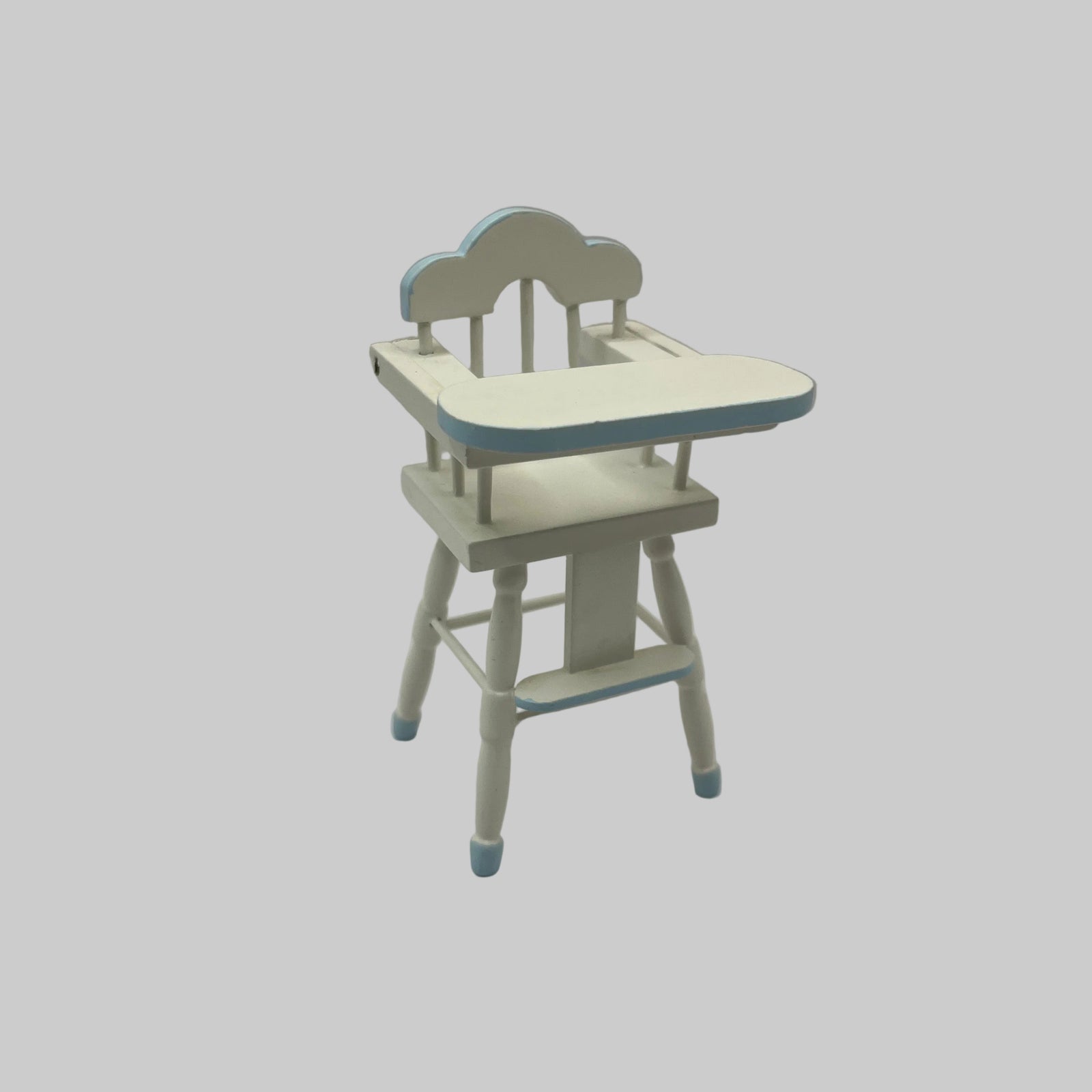 dolls house blue and white high chair